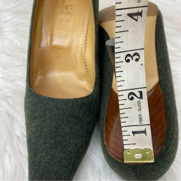 Gucci Women's Forest Green Quiet Luxury Wool Fabric Designer Pumps‎ EU 37/US 7 - Picture 14 of 15